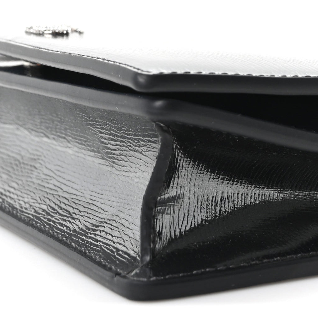 Textured Patent Bi-color GG Marmont Wallet on Chain  Silver Blue