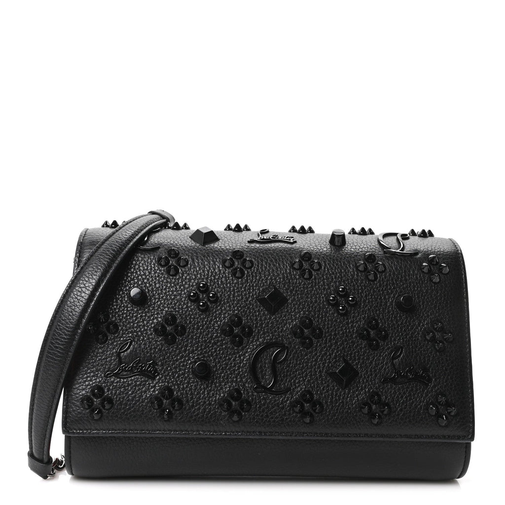 Calfskin Spikes Loubinthesky Paloma Clutch Black