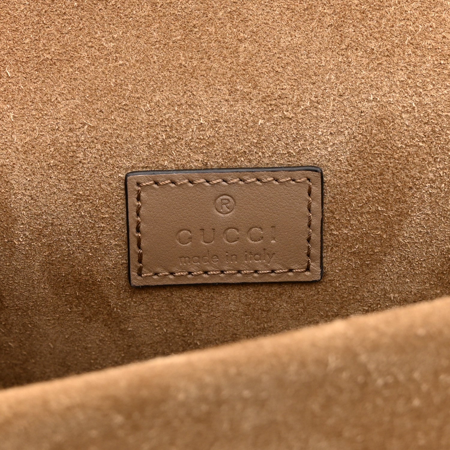 GG Supreme Monogram Suede Crystal Small Dionysus Shoulder Bag Beige Ebony Taupe