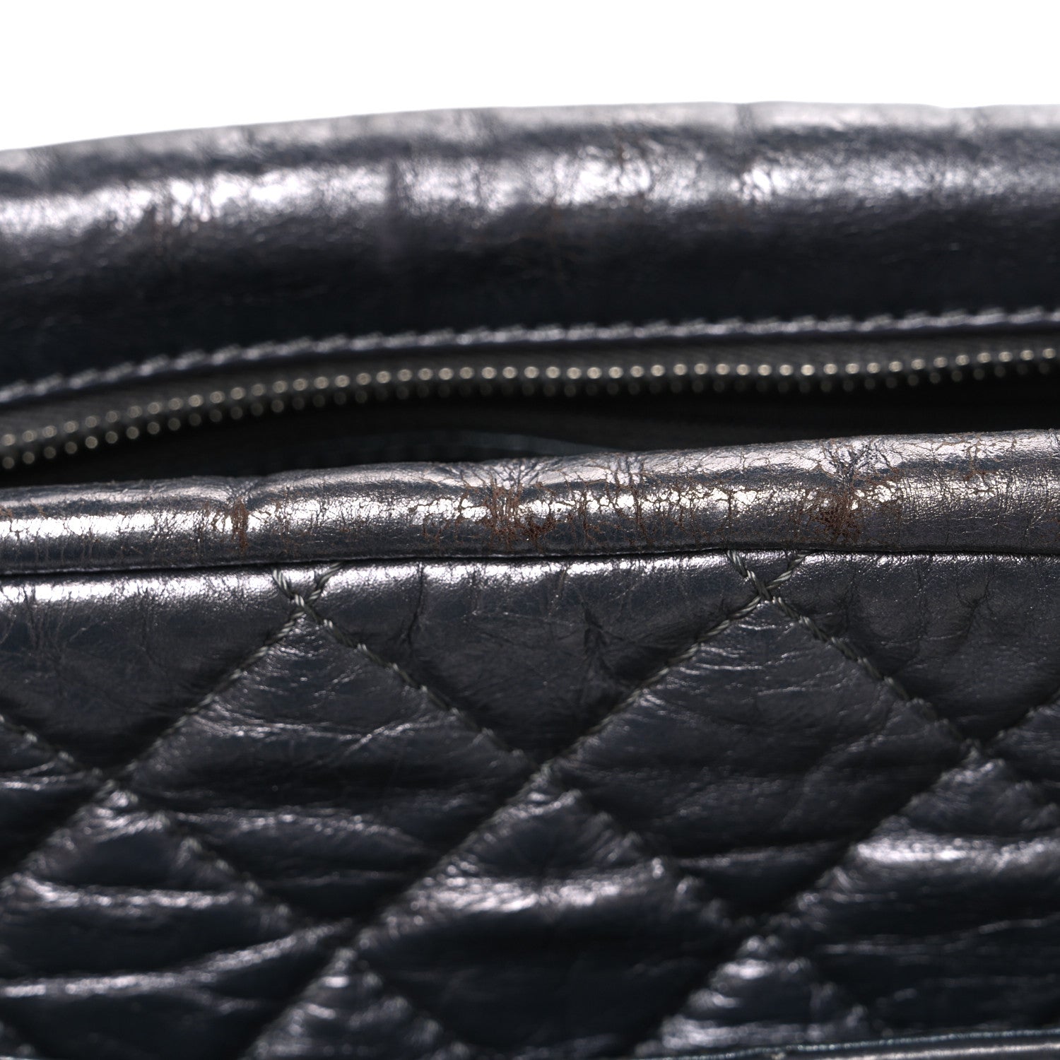 Metallic Aged Calfskin Quilted Large Reissue Camera Case Silver