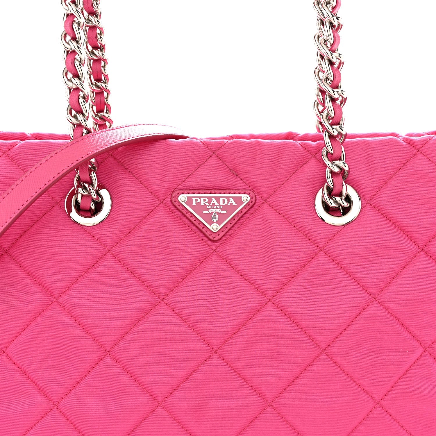 Tessuto Nylon Quilted Shopping Tote Fuxia