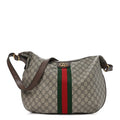 GG Supreme Monogram Web Ophidia Half Moon Hobo Brown