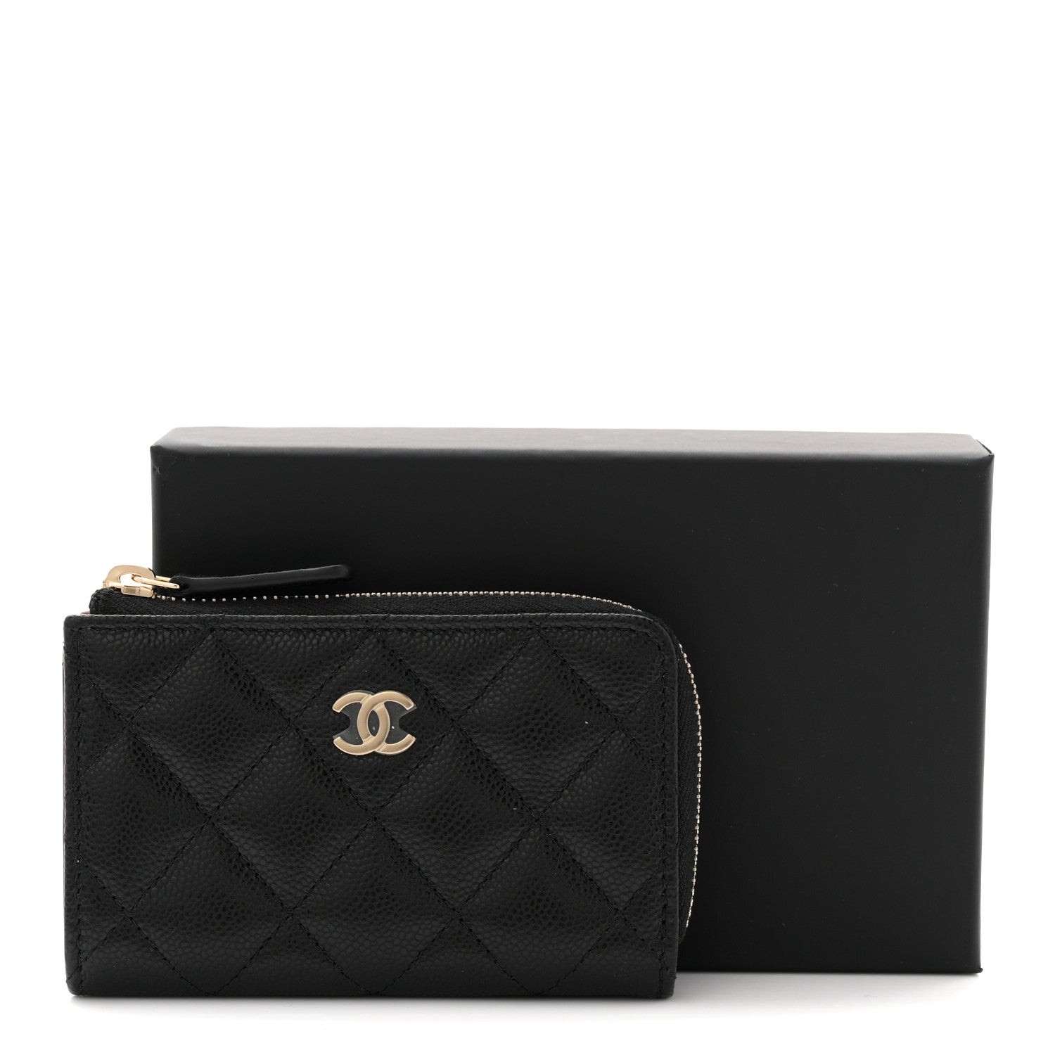 Caviar Quilted Zipped Key Holder Case Black