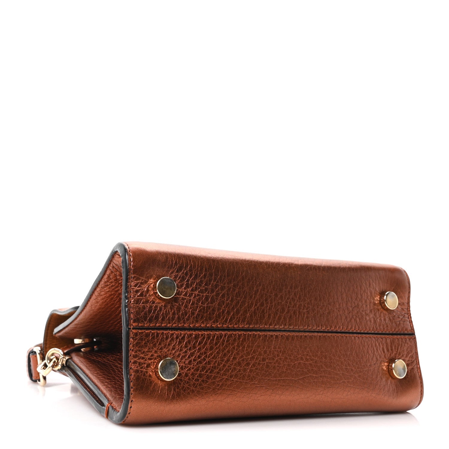Metallic Grained Calfskin Mini Diorever Flap Orange