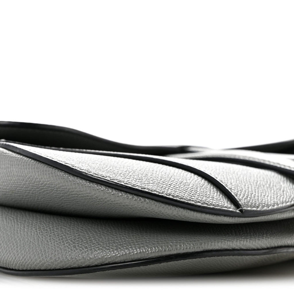 Grained Calfskin Saddle Bag Grey