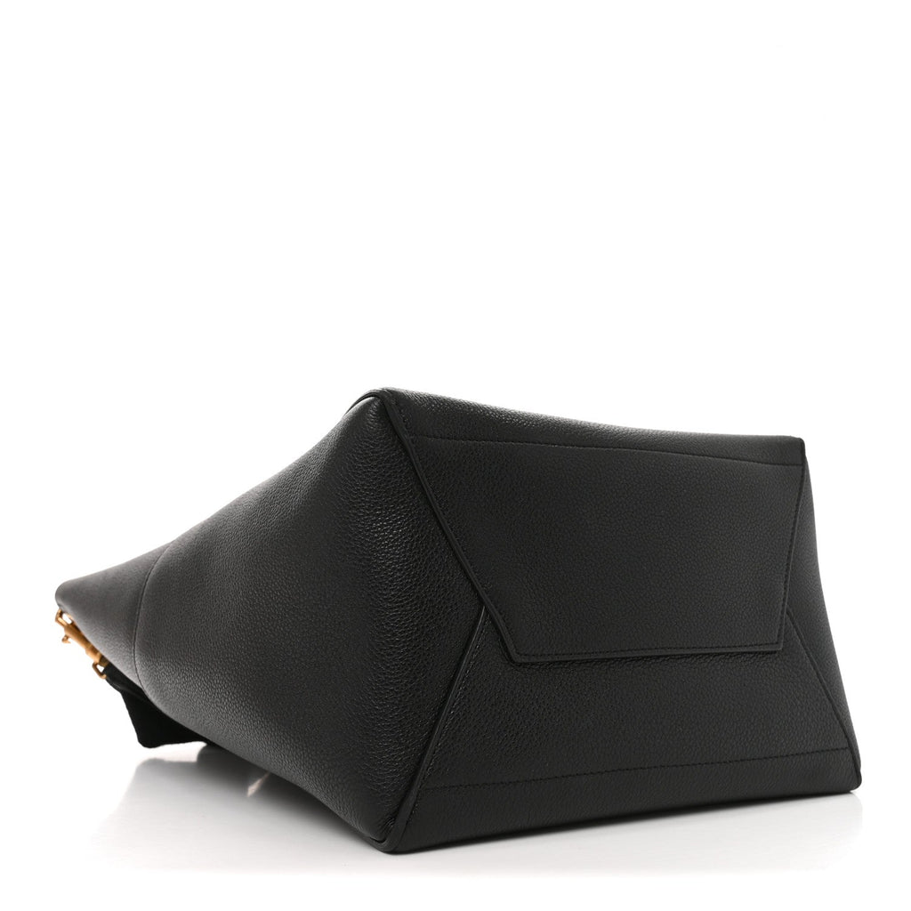 Soft Grained Calfskin Sangle Bucket Bag Black