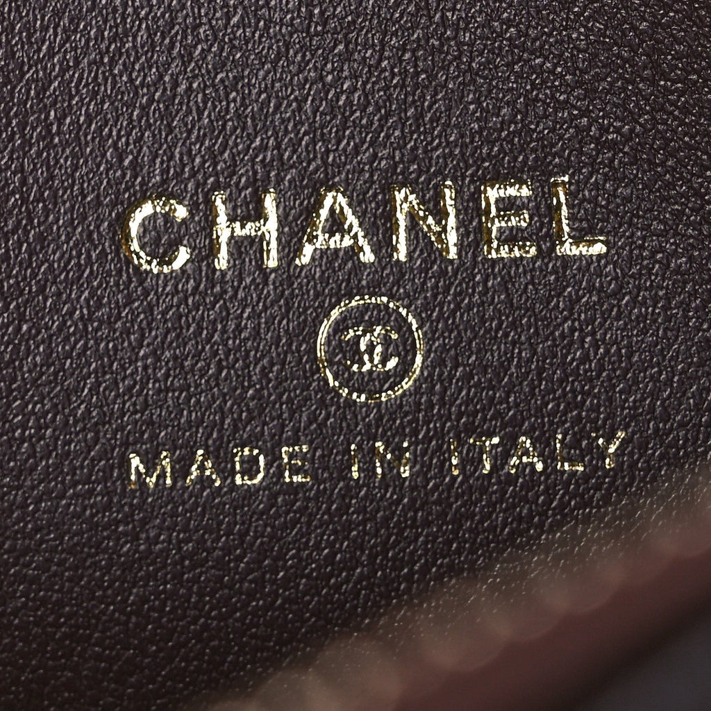 Caviar Quilted Top Handle Clutch With Chain Dark Brown
