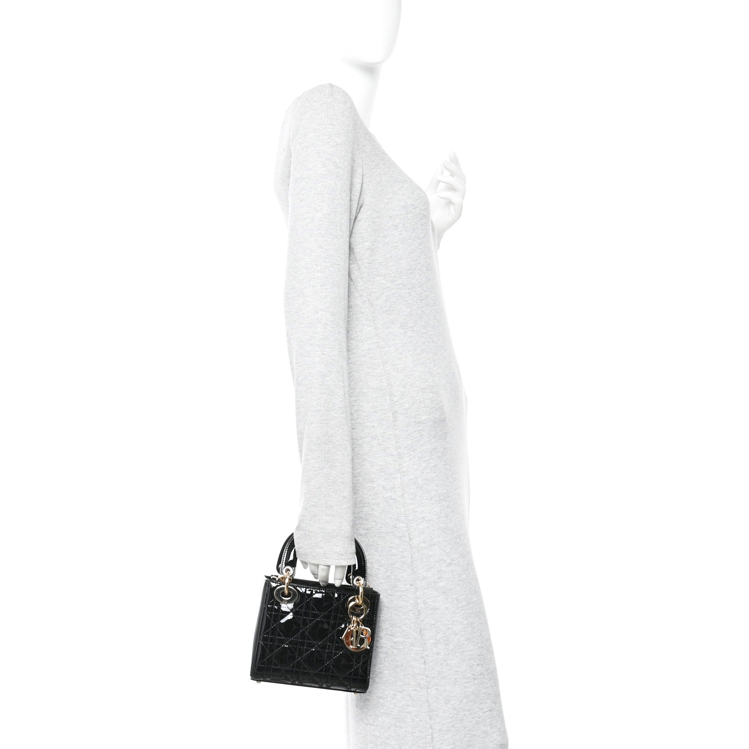 Patent Cannage Mini Lady Dior Black