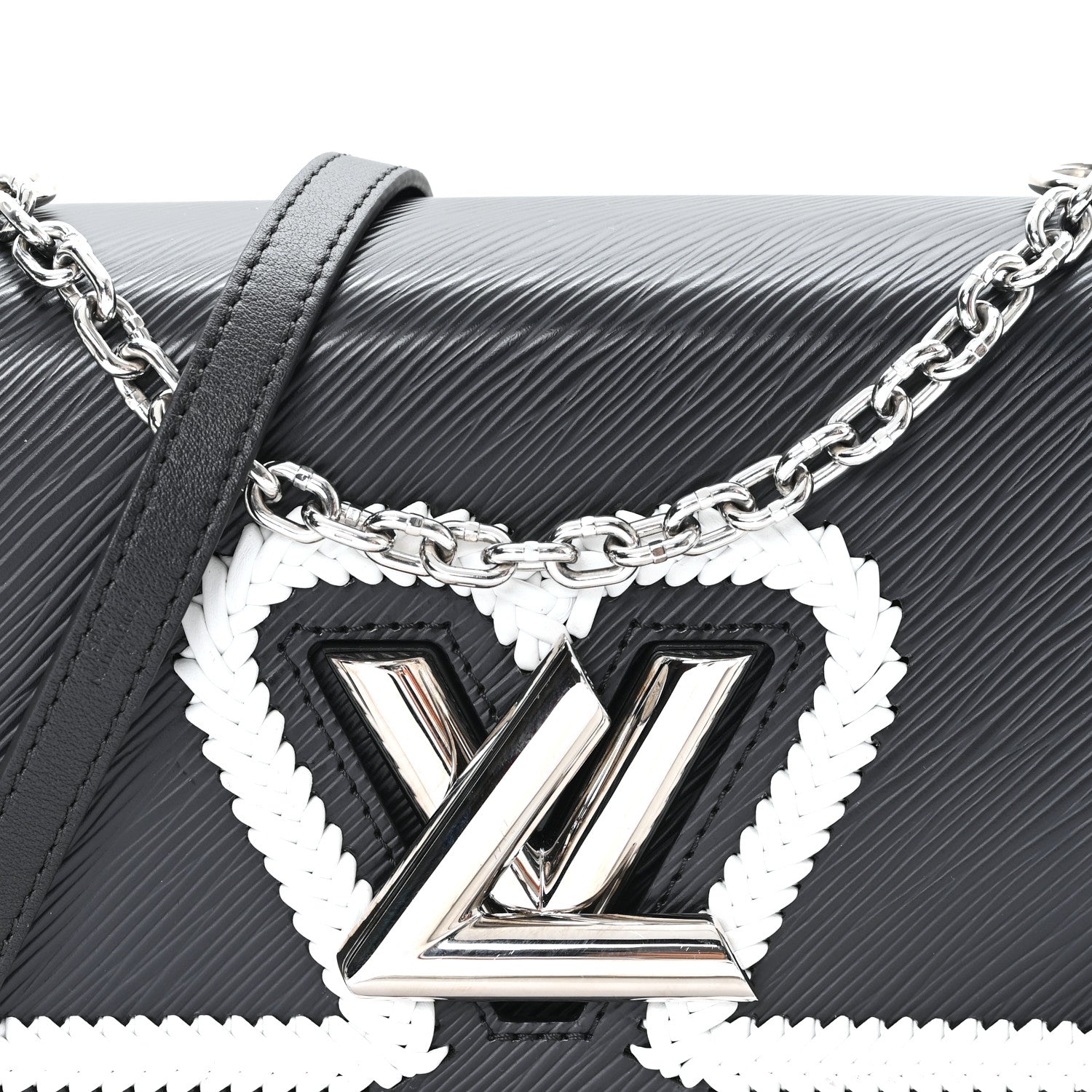 Epi Whipstitch Heart Twist Shoulder Bag MM Black
