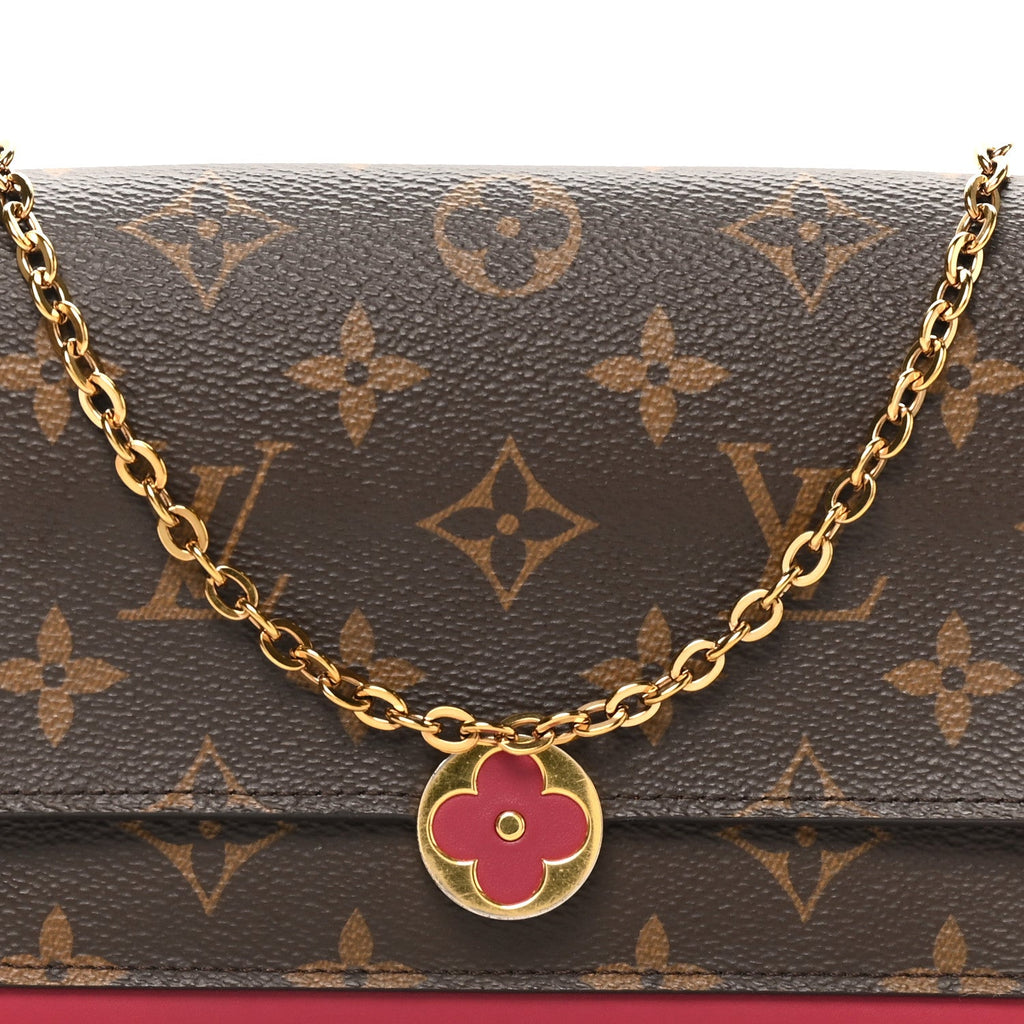 Monogram Flore Chain Wallet Fuchsia