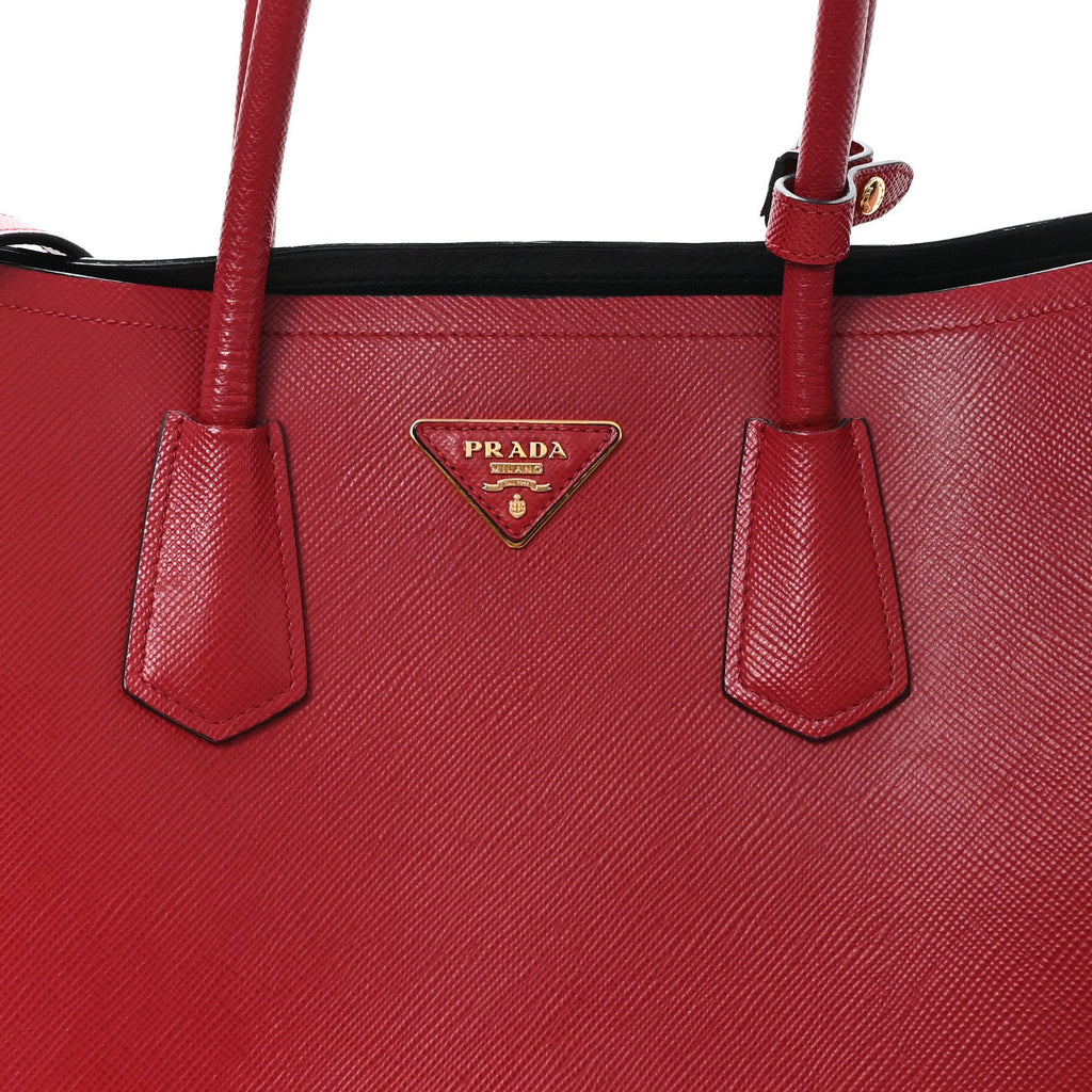 Saffiano Cuir Medium Double Bag Fuoco Black