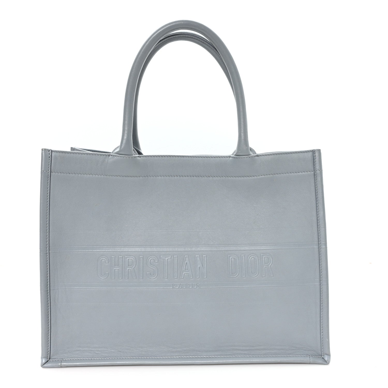 Calfskin Embossed Medium Book Tote Grey