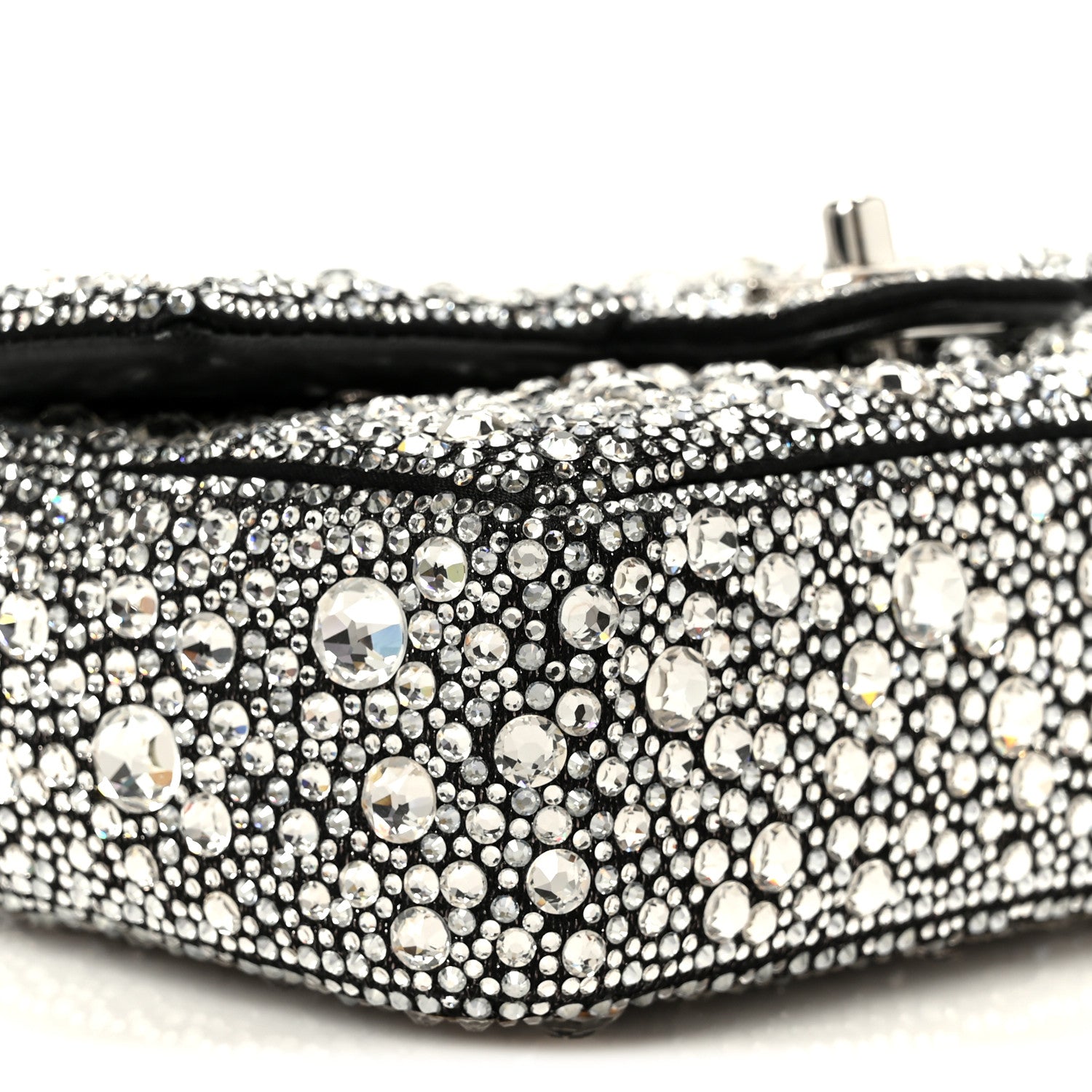 Satin Strass Mini Flap Silvery Black