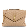 Calfskin Y Quilted Monogram Medium Loulou Chain Satchel Dark Latte