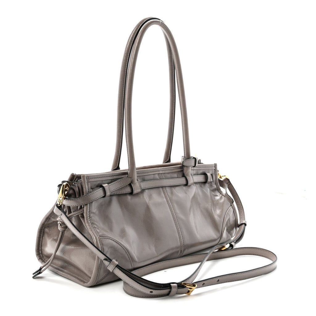 Glossy Calfskin Triangle Medium Bonnie Shoulder Bag Peltro