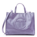 Metallic Vegan Leather Medium Shopping Bag Kush