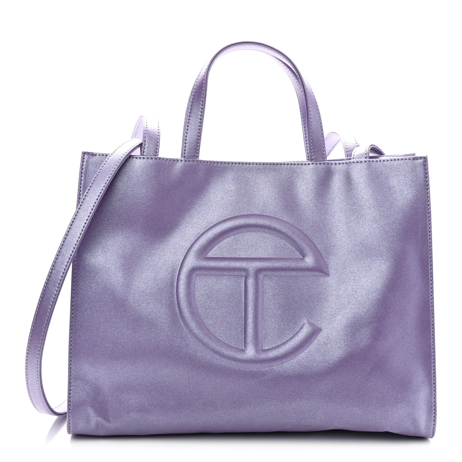 Metallic Vegan Leather Medium Shopping Bag Kush
