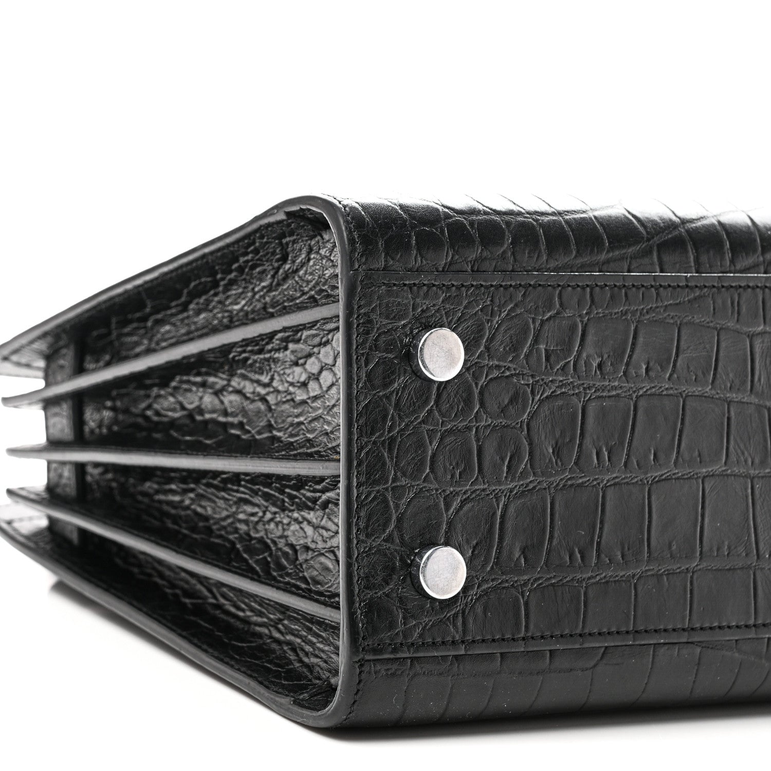 Calfskin Crocodile Embossed Baby Sac De Jour Black