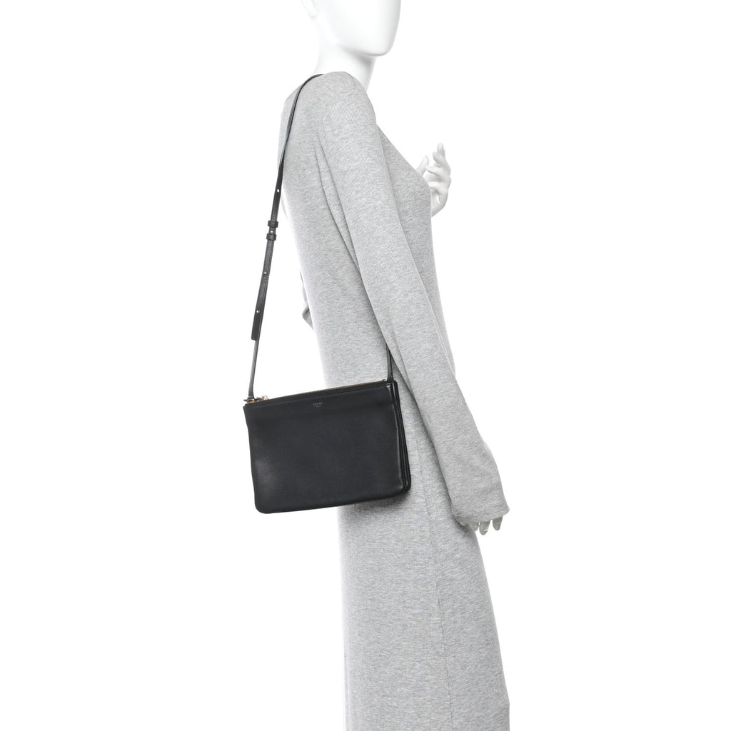 Lambskin Small Trio Crossbody Bag Black