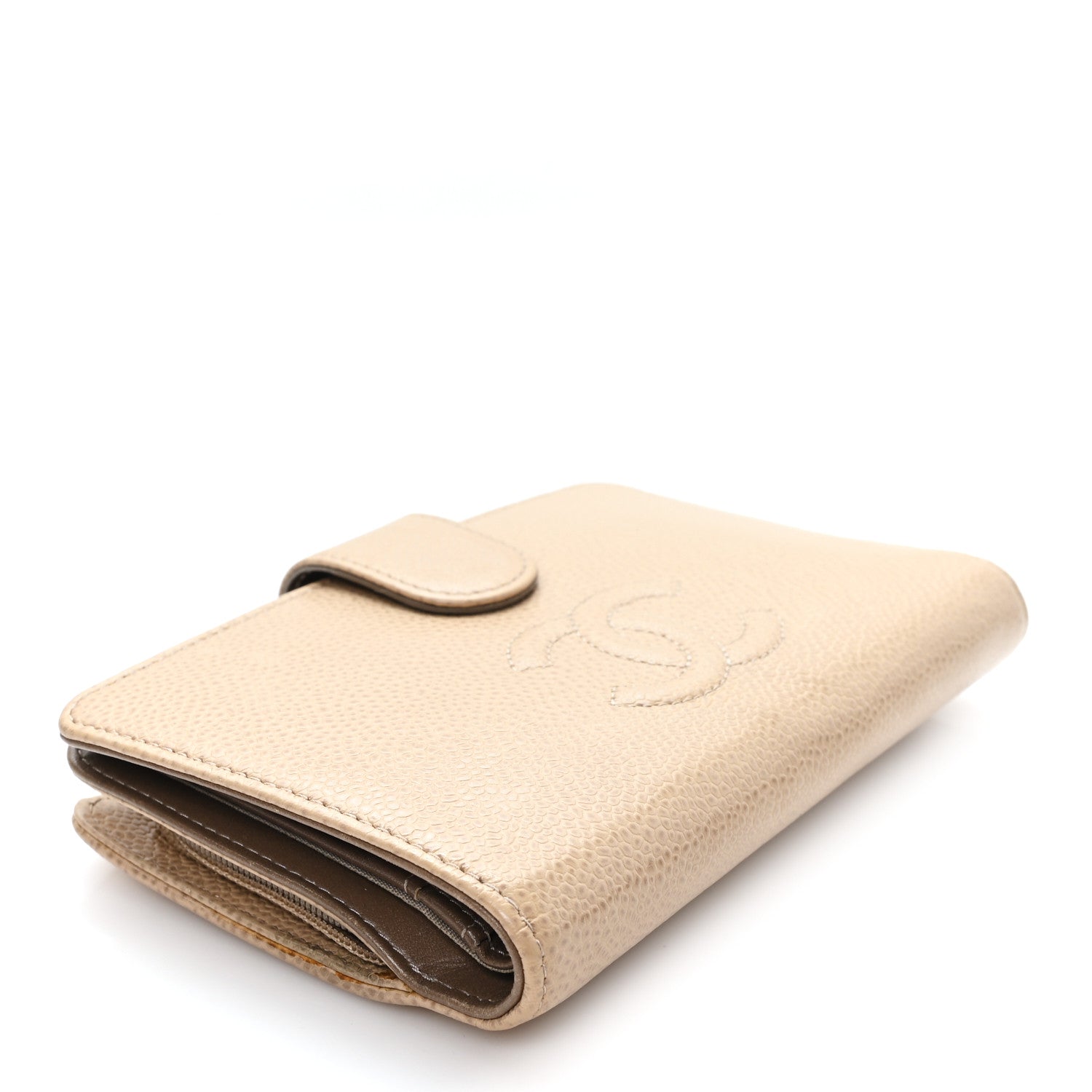 Caviar Timeless CC French Wallet Beige
