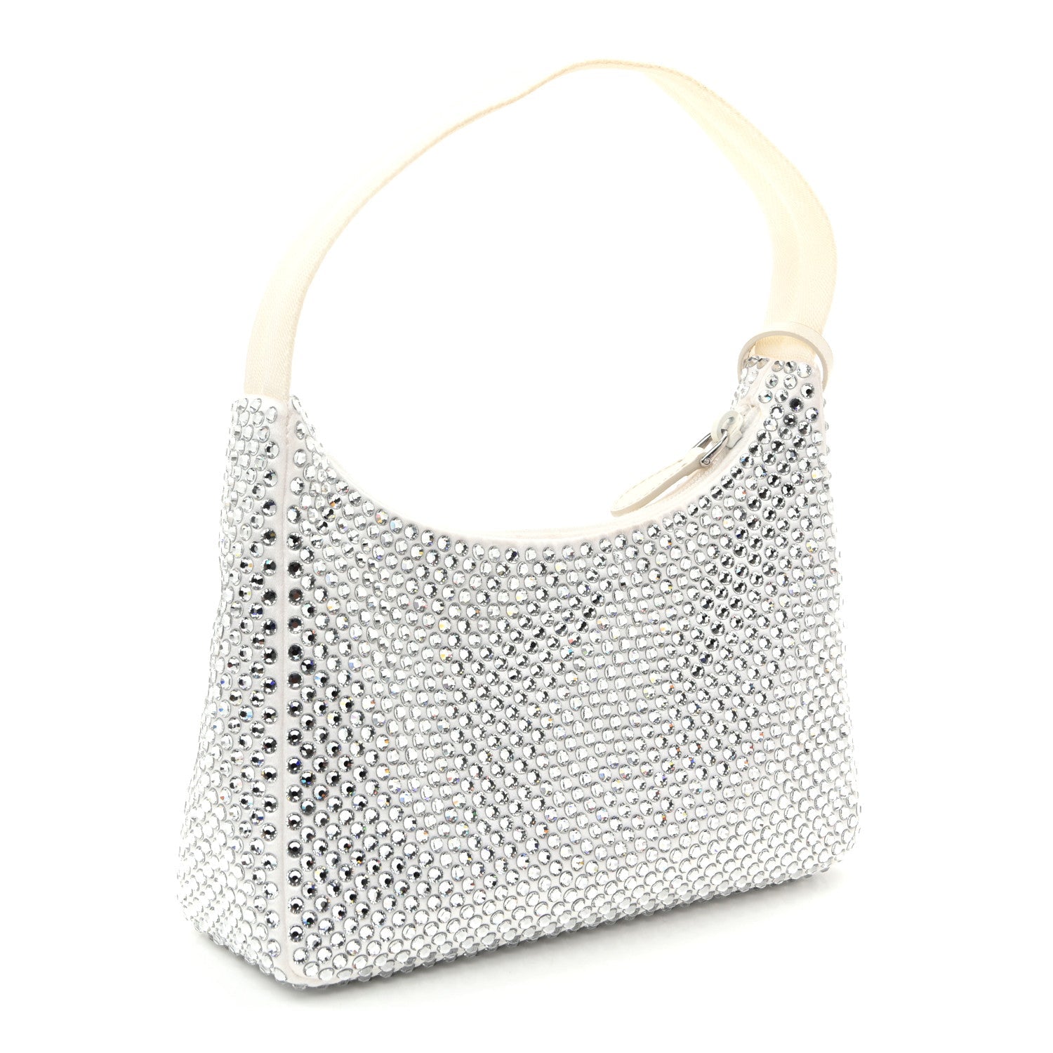 Satin Crystal Mini Re-Edition 2000 Bag White