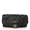 Calfskin Quilted Medium Chain Me Flap Black