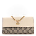 Dollar Calfskin GG Supreme Monogram Petite GG Marmont Wallet Chain Bag Mystic White Beige Ebony