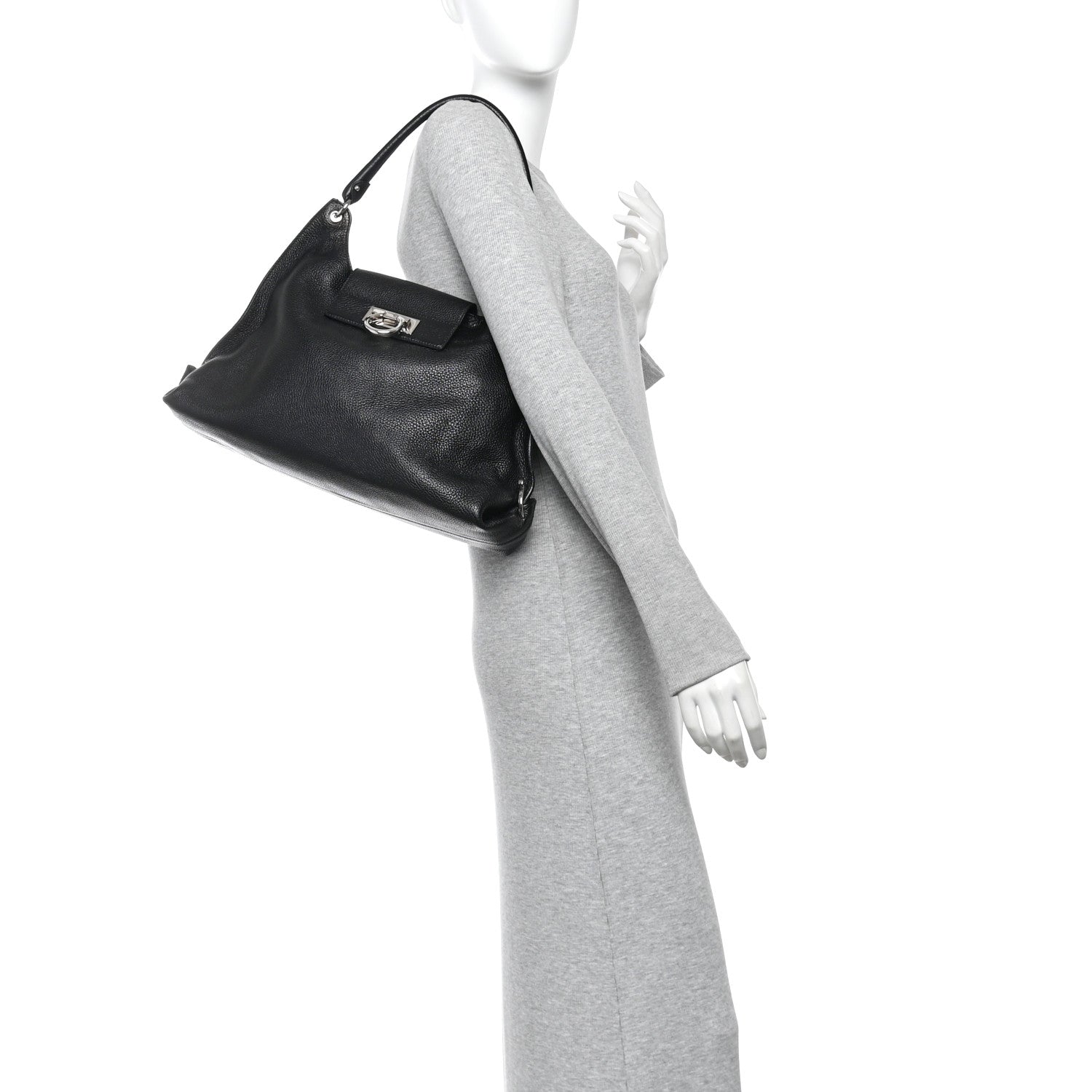 Calfskin Fanisa Gancini Large Hobo Black