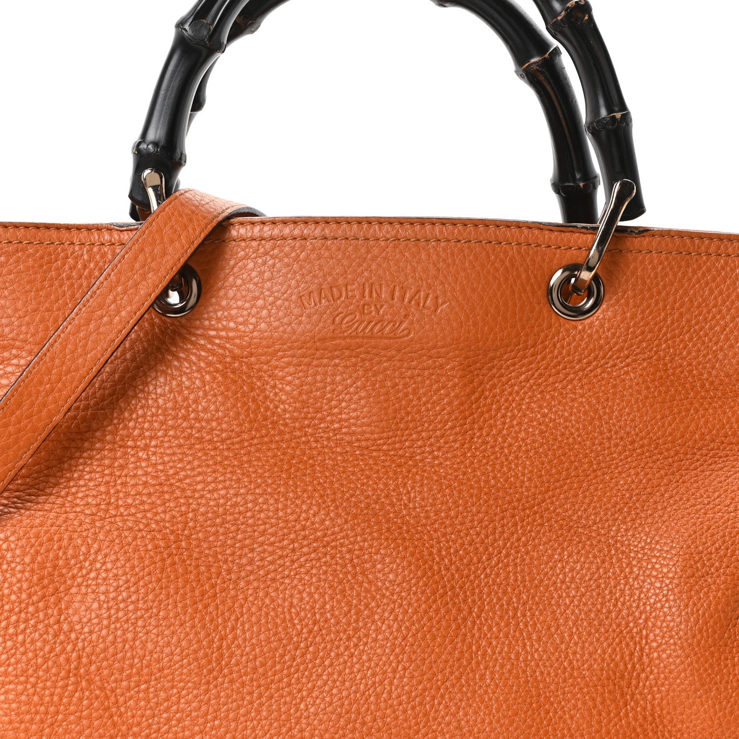 Cellarius Calfskin Large Bamboo Shopper Tote Orange