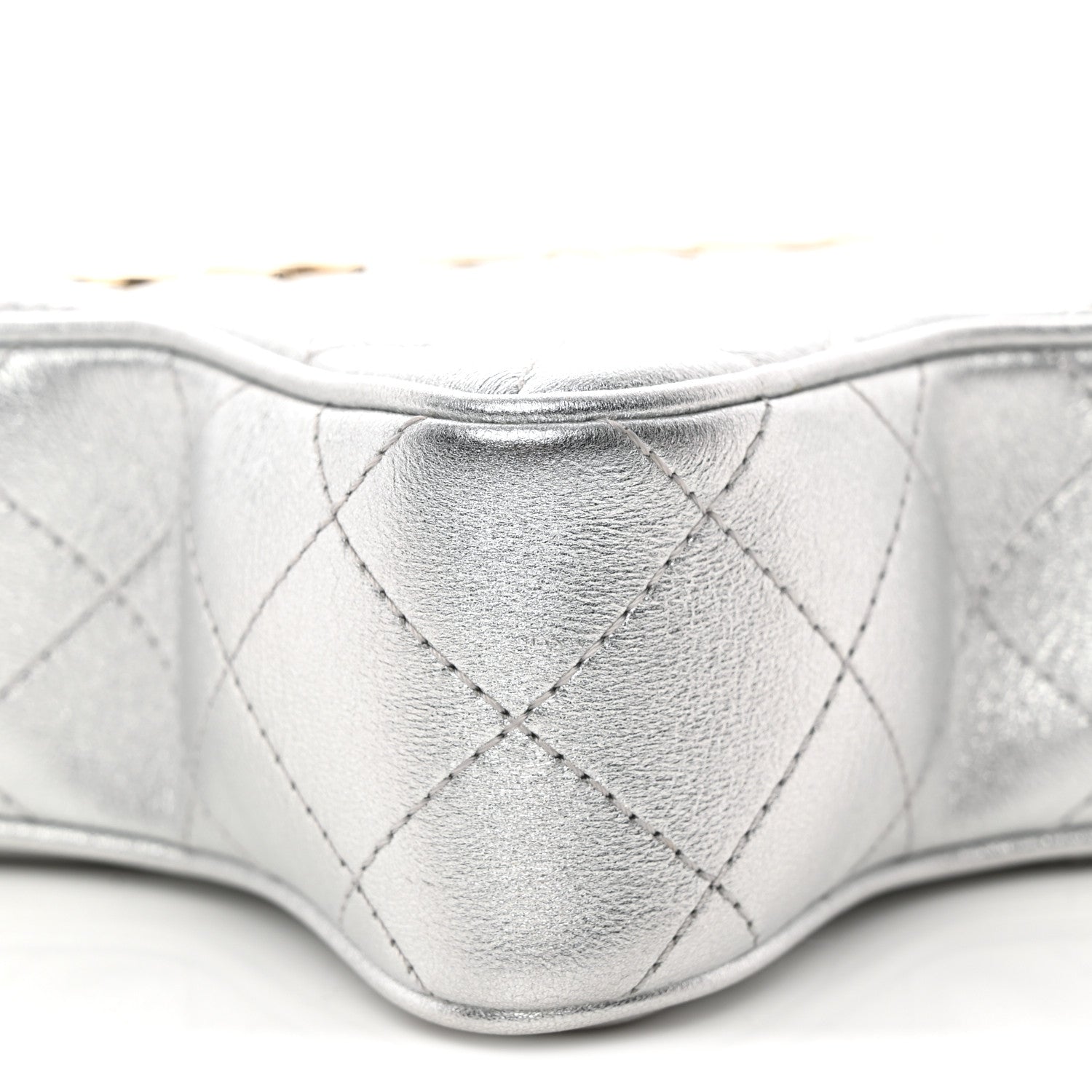 Metallic Lambskin Quilted Walk Of Fame Star Bag Silver