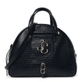 Calfskin Crocodile Embossed Small Varenne Bowling Bag Navy