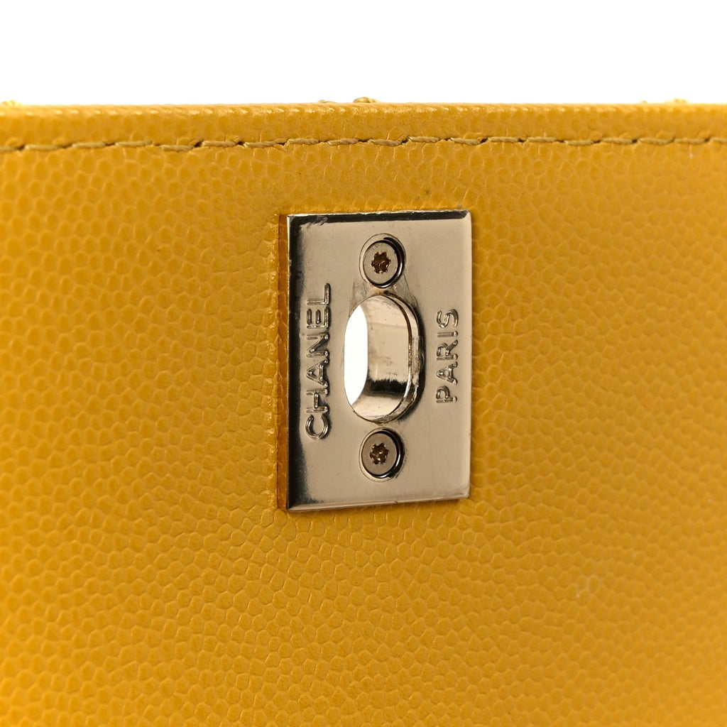 Caviar Quilted Mini Coco Handle Flap Yellow
