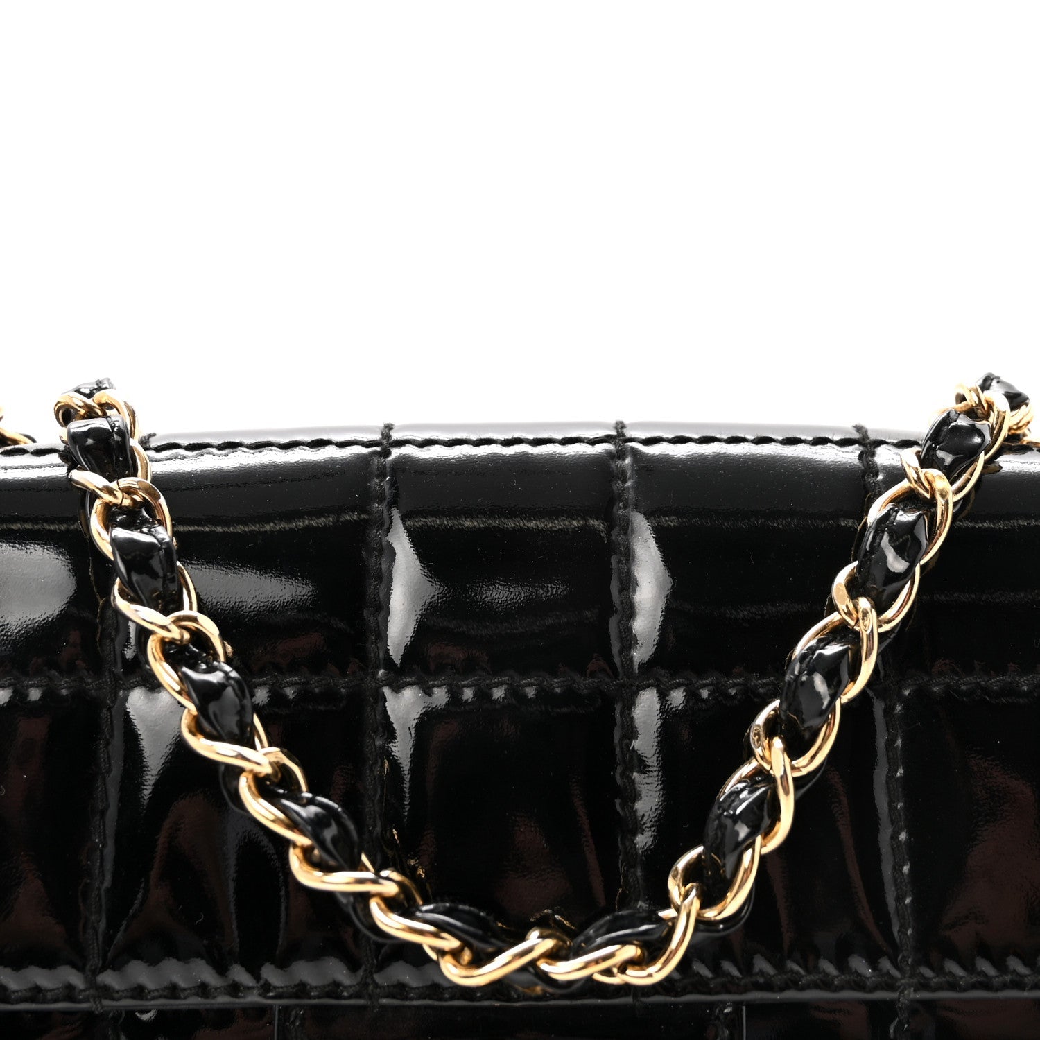 Patent Medium Chocolate Bar Flap Black