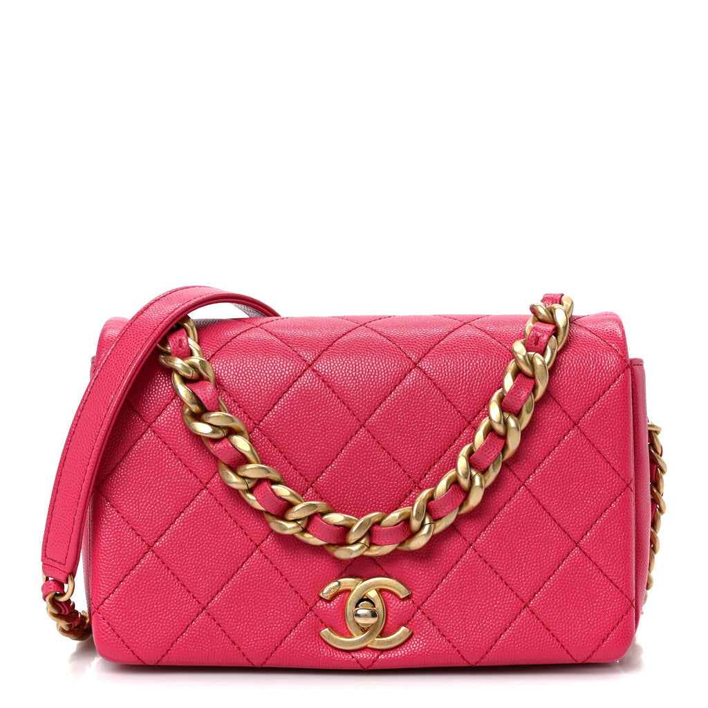 Caviar Quilted Small Fashion Therapy Flap Bag Dark Pink