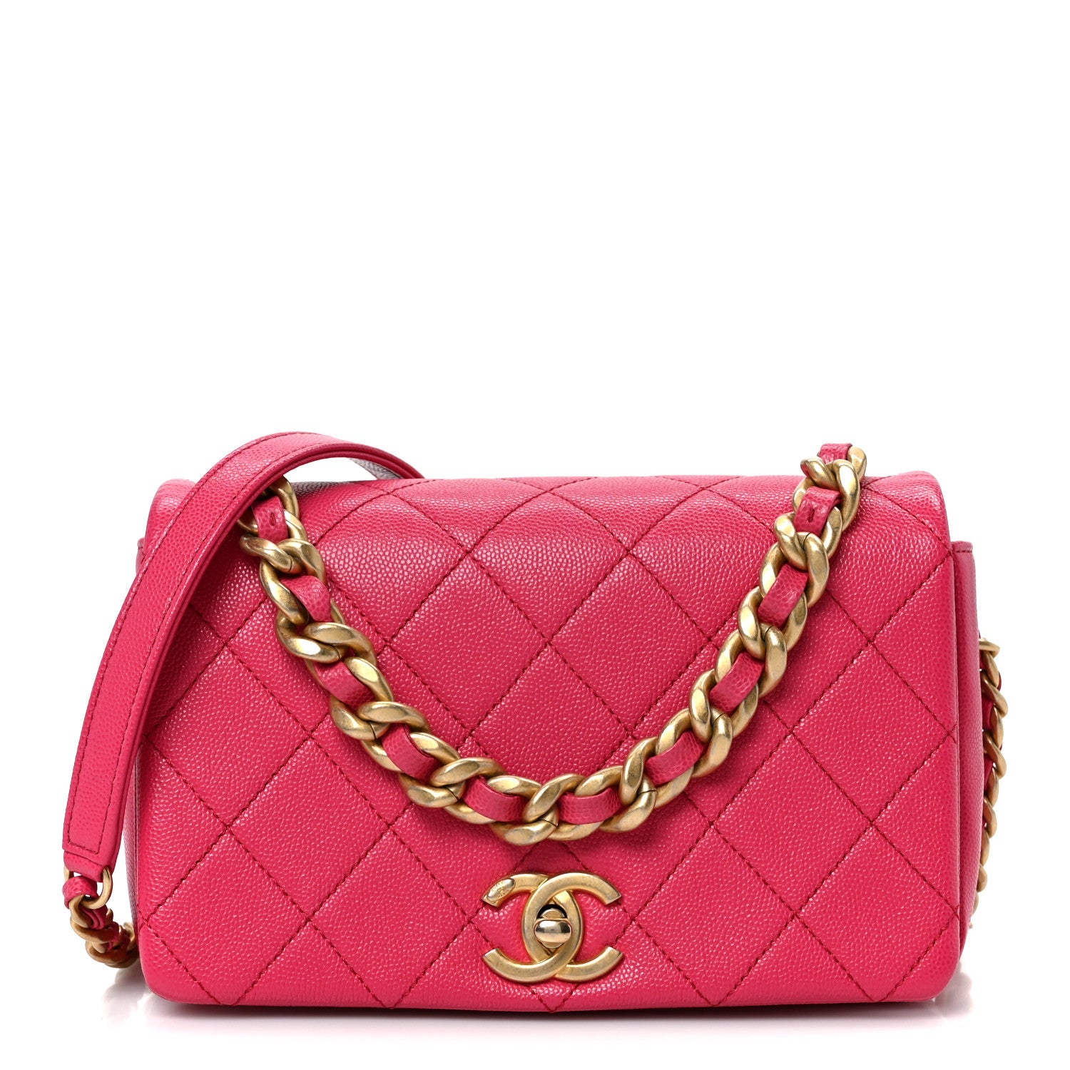 Caviar Quilted Small Fashion Therapy Flap Bag Dark Pink
