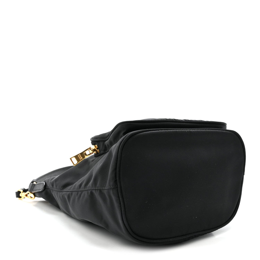 Saffiano Tessuto Nylon Mini Bucket Crossbody Bag Black