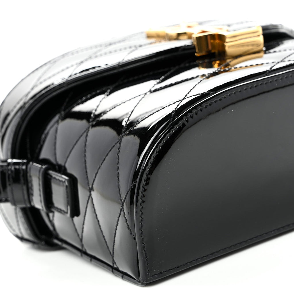 Patent Matelasse Monogram June Box Bag Black