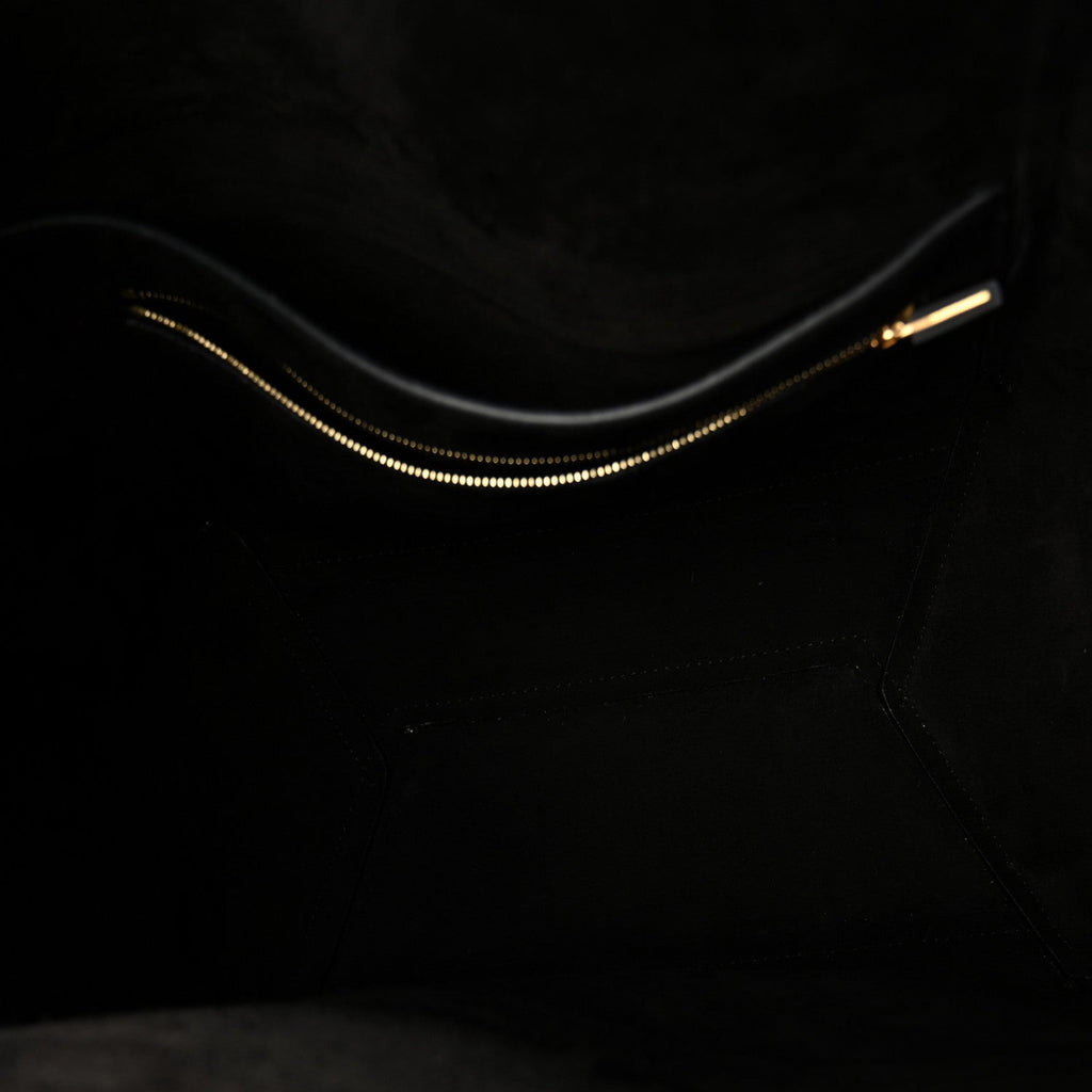 Soft Grained Calfskin Sangle Bucket Bag Black
