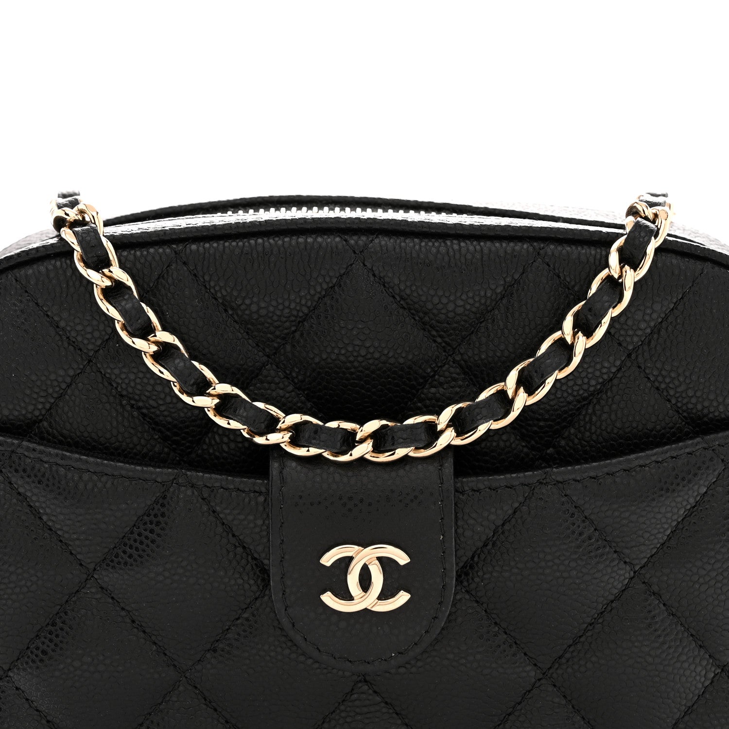 Caviar Quilted Chain Camera Bag Black