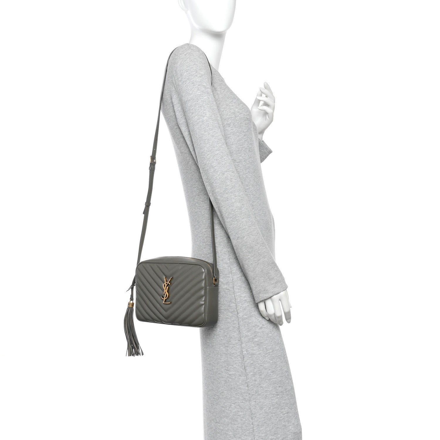 Calfskin Matelasse Monogram Lou Camera Bag Dusty Grey