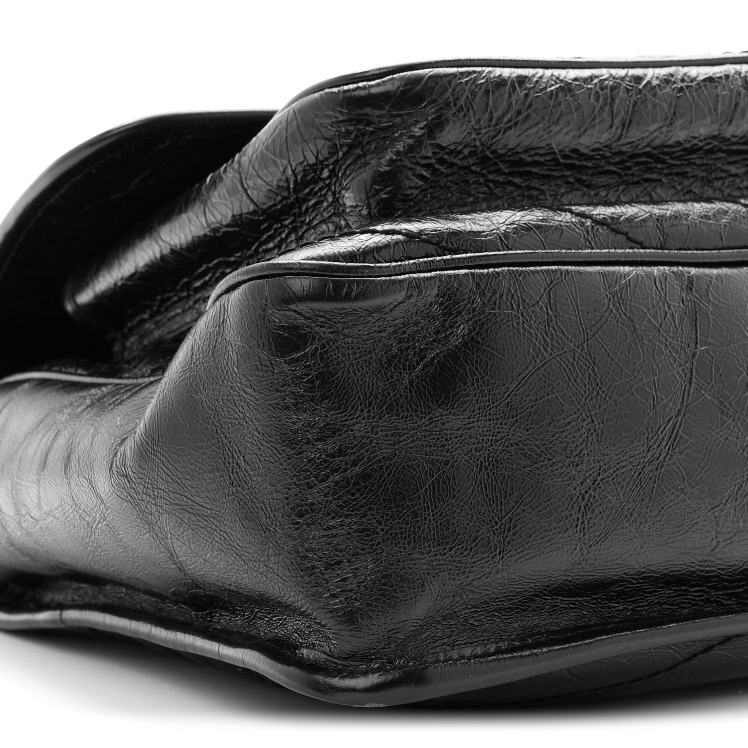 Crinkled Calfskin Matelasse Monogram Large Niki Chain Satchel Black