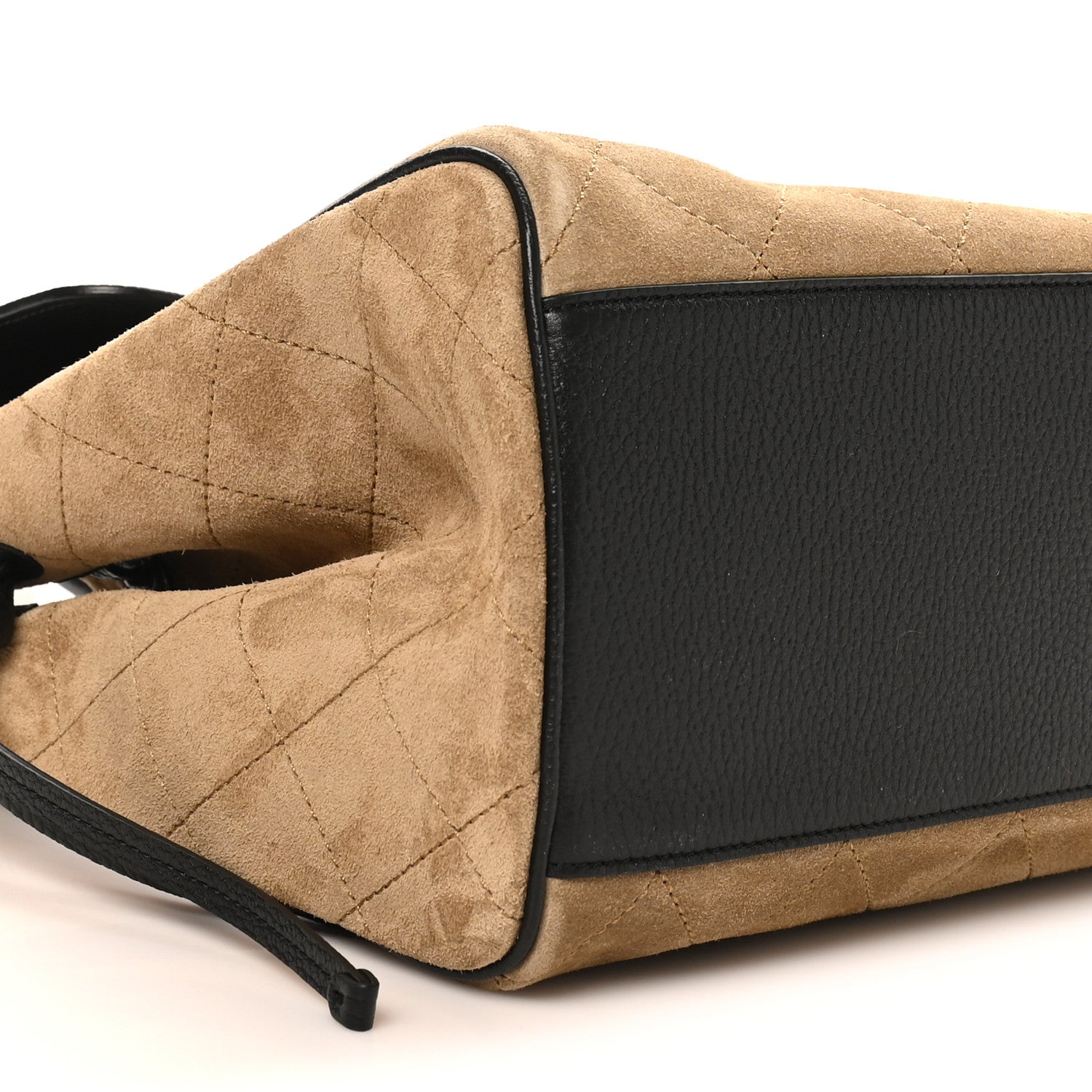 Grained Calfskin Suede Urban Essentials Large Shopping Bag Dark Beige Black Dark Beige Black