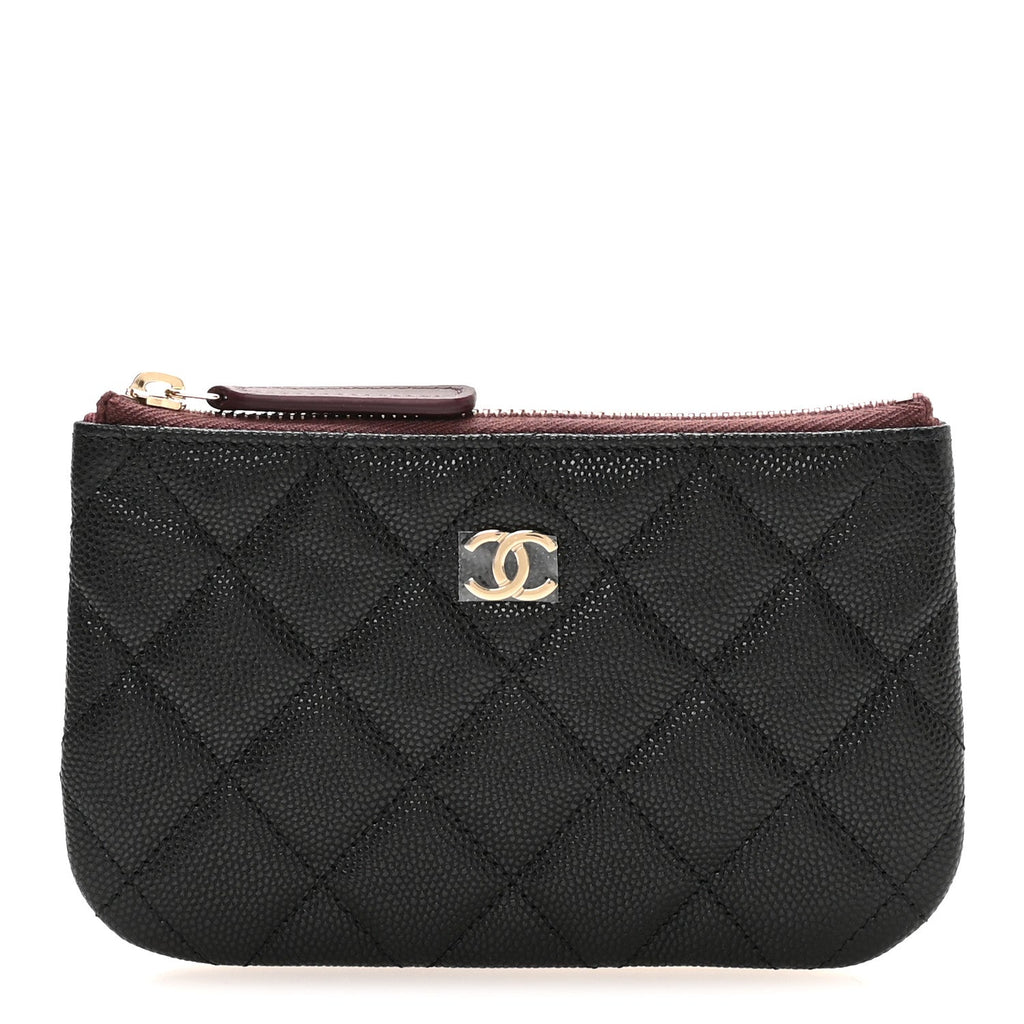 Caviar Quilted Small Cosmetic Case Black