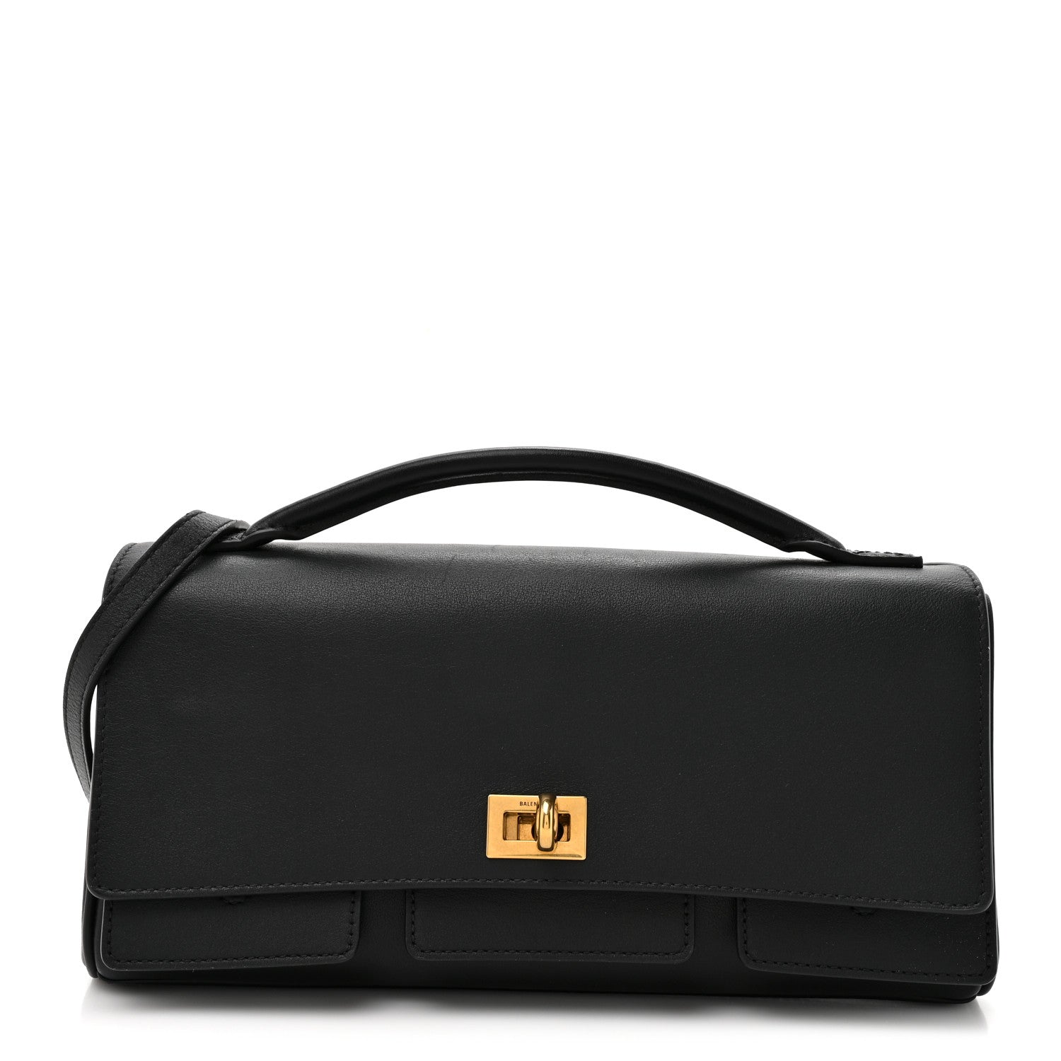 Smooth Calfskin Small Bel Air Clutch On Strap Black