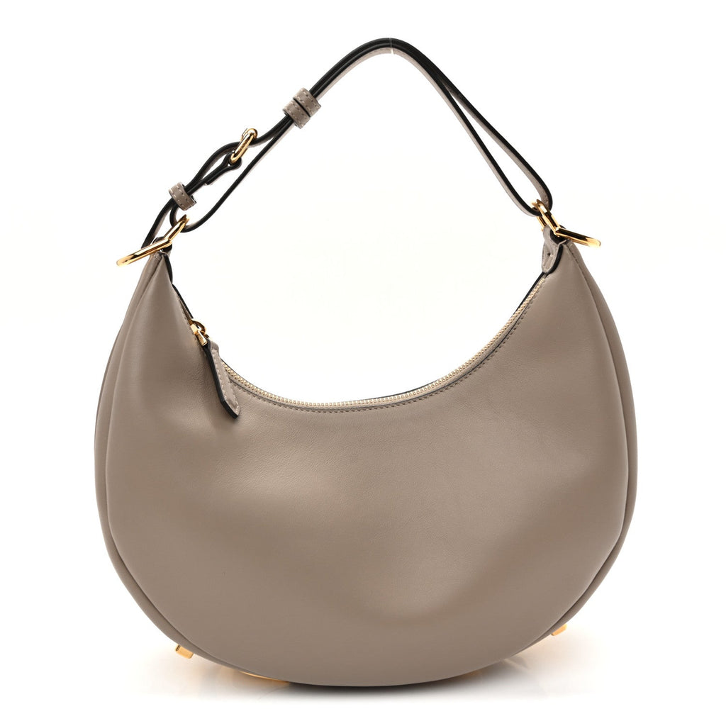 Vitello Grace Matte Small Fendigraphy Hobo Bag Tortora
