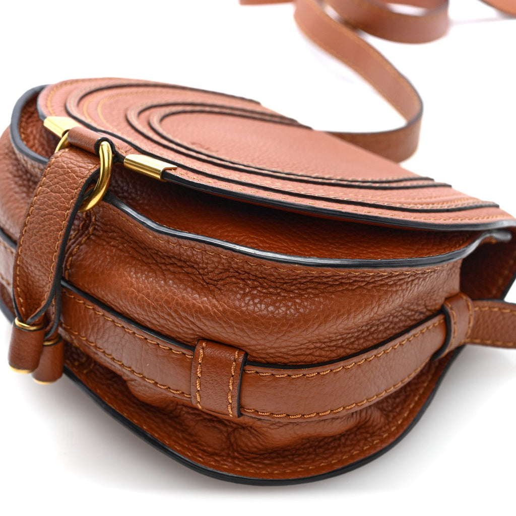 Calfskin Mini Marcie Round Crossbody Bag Tan