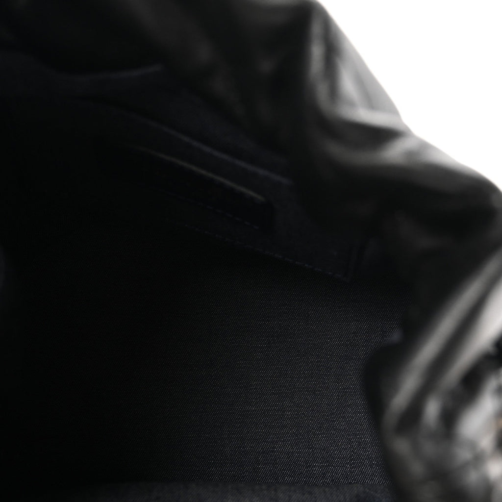 Lambskin Quilted Resin Bi-Color Chain Bucket Bag Black