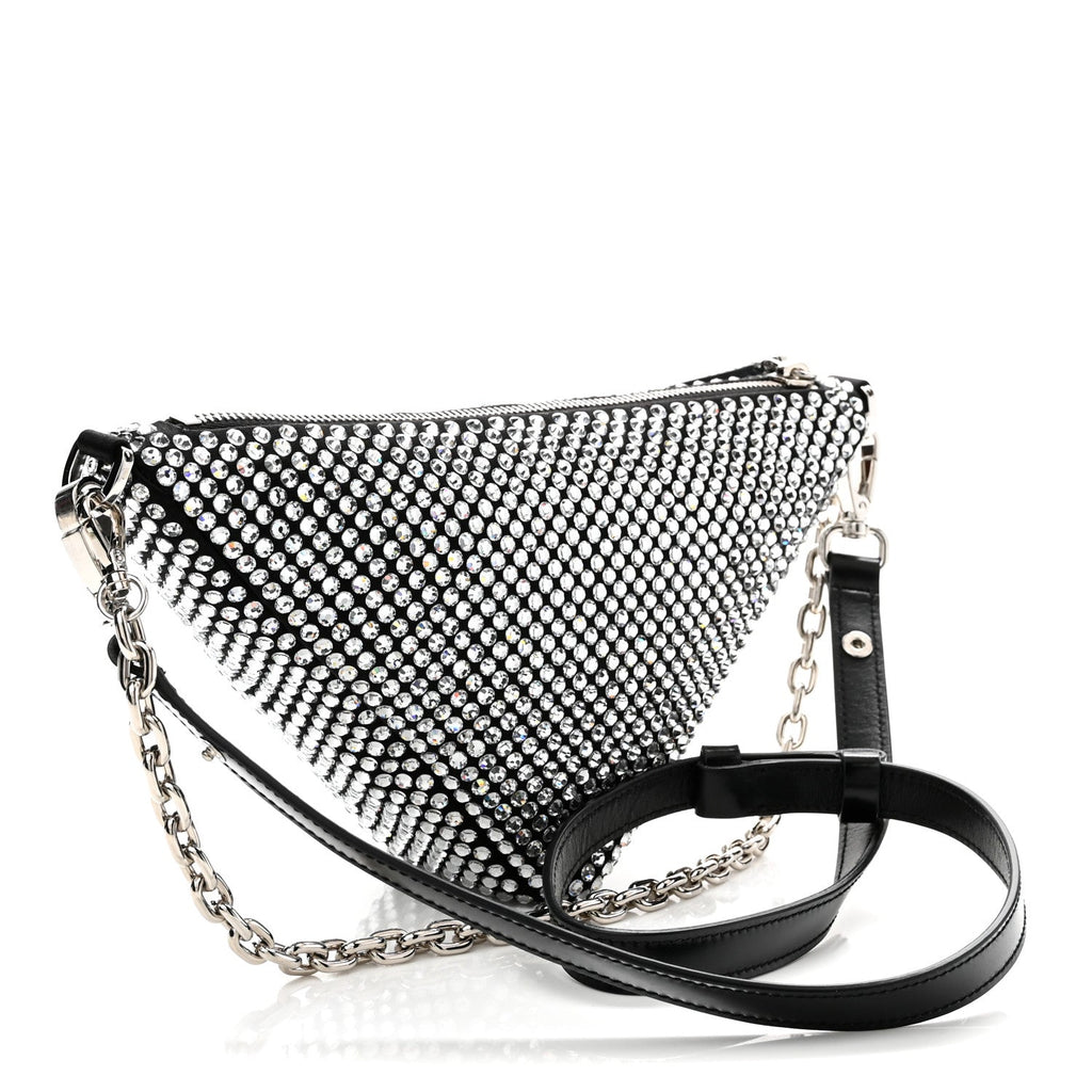 Satin Crystal Triangle Crossbody Pouch Cristal