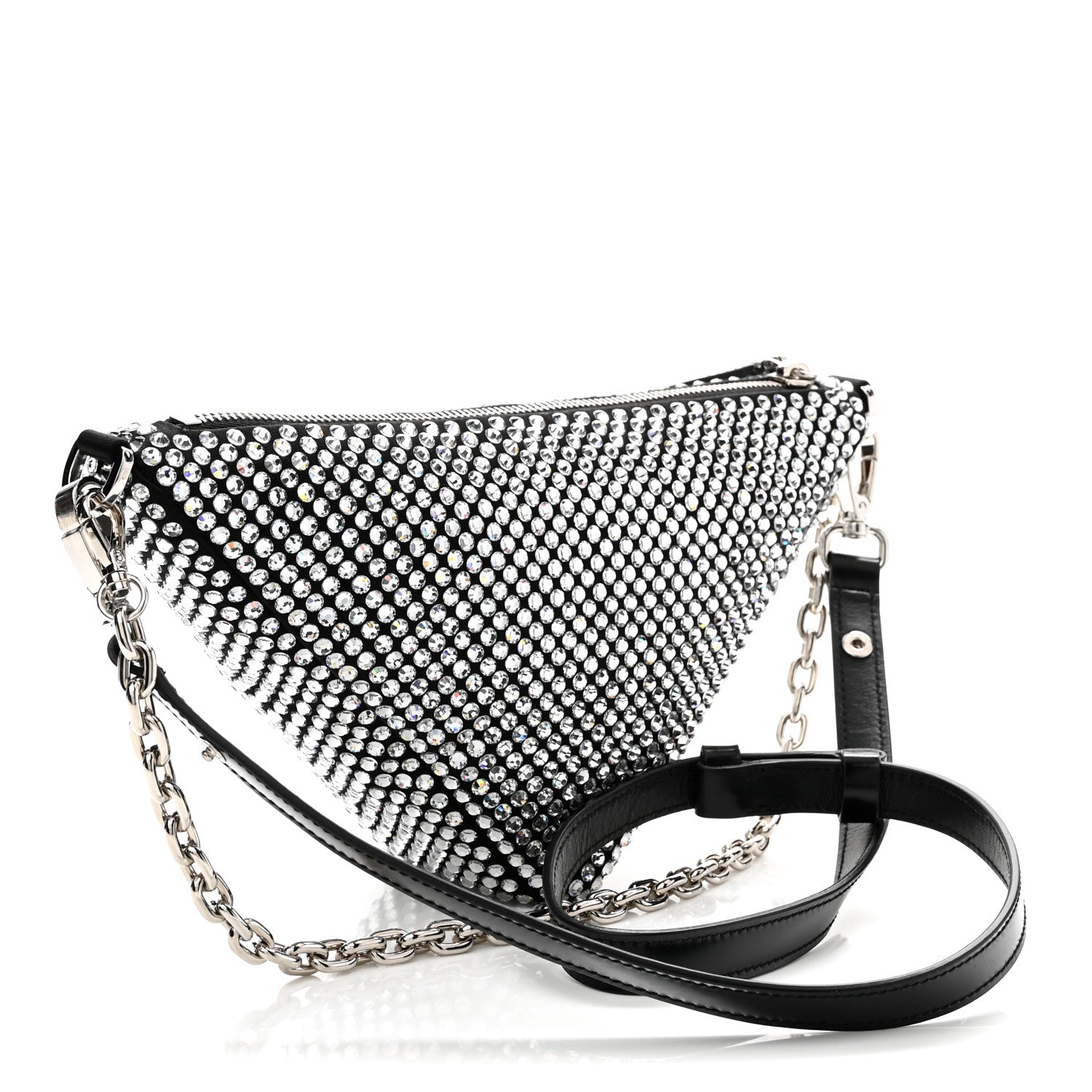 Satin Crystal Triangle Crossbody Pouch Cristal