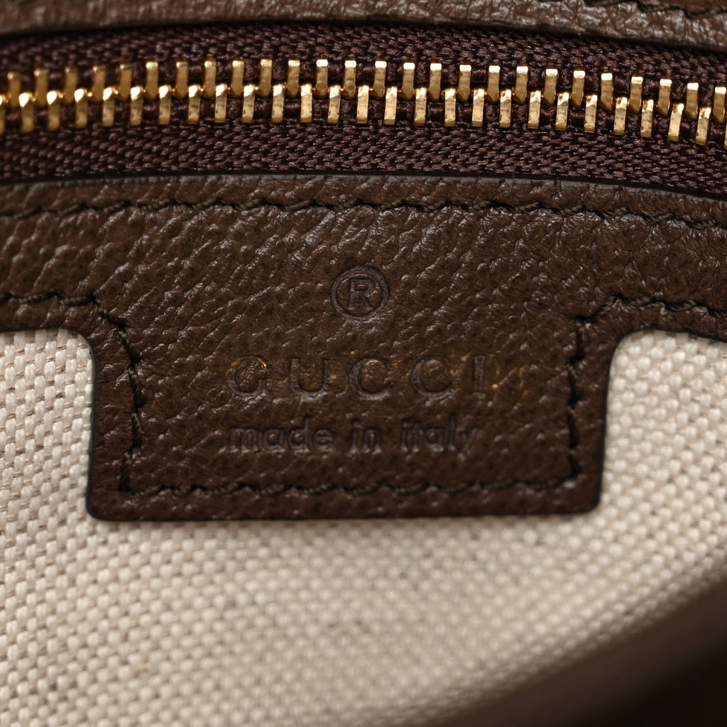 GG Supreme Monogram Textured Dollar Calfskin Web Medium Blondie Top Handle Shoulder Flap Bag Beige Ebony New Acero